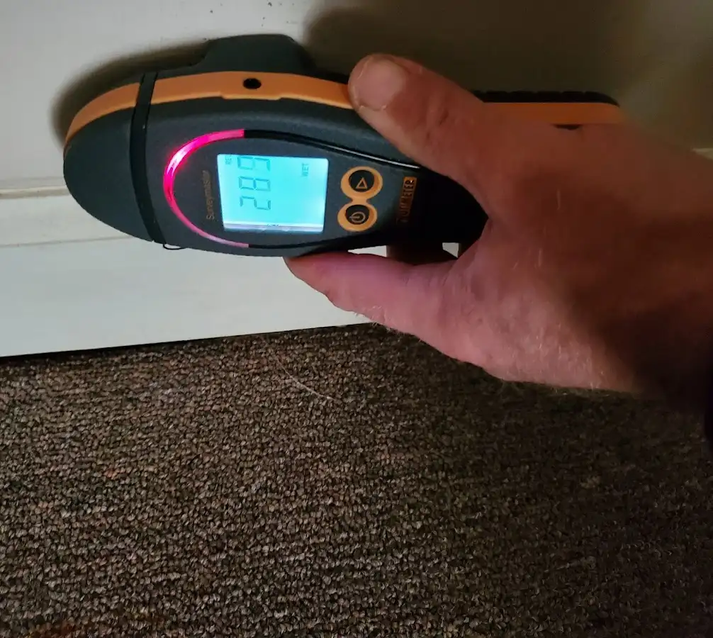 Moisture detection at baseboard during Sewage Cleanup & Sanitation in Adel